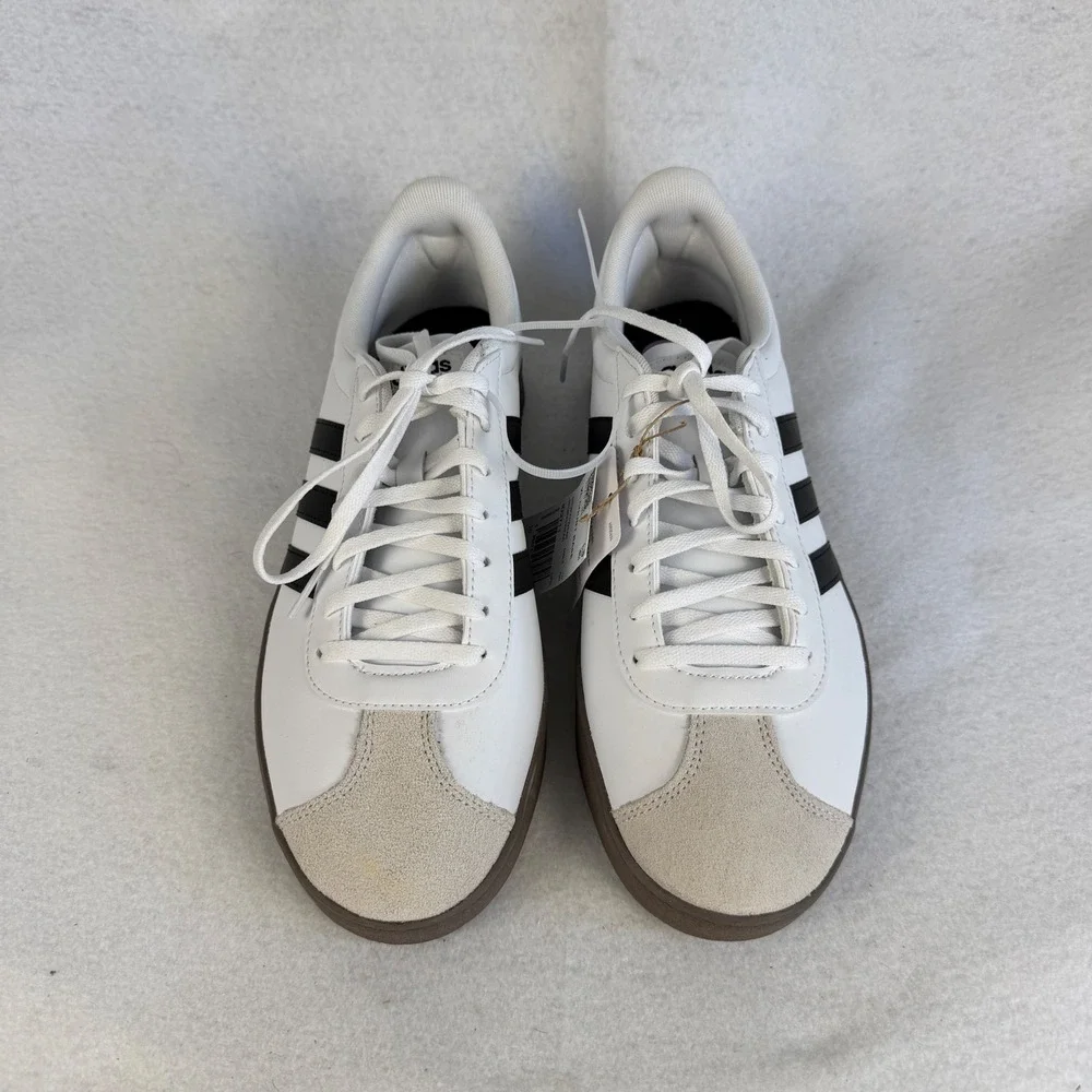 New‎ Adidas Mens Size 10.5 VL Court Base White Black Gum Sole Sneakers